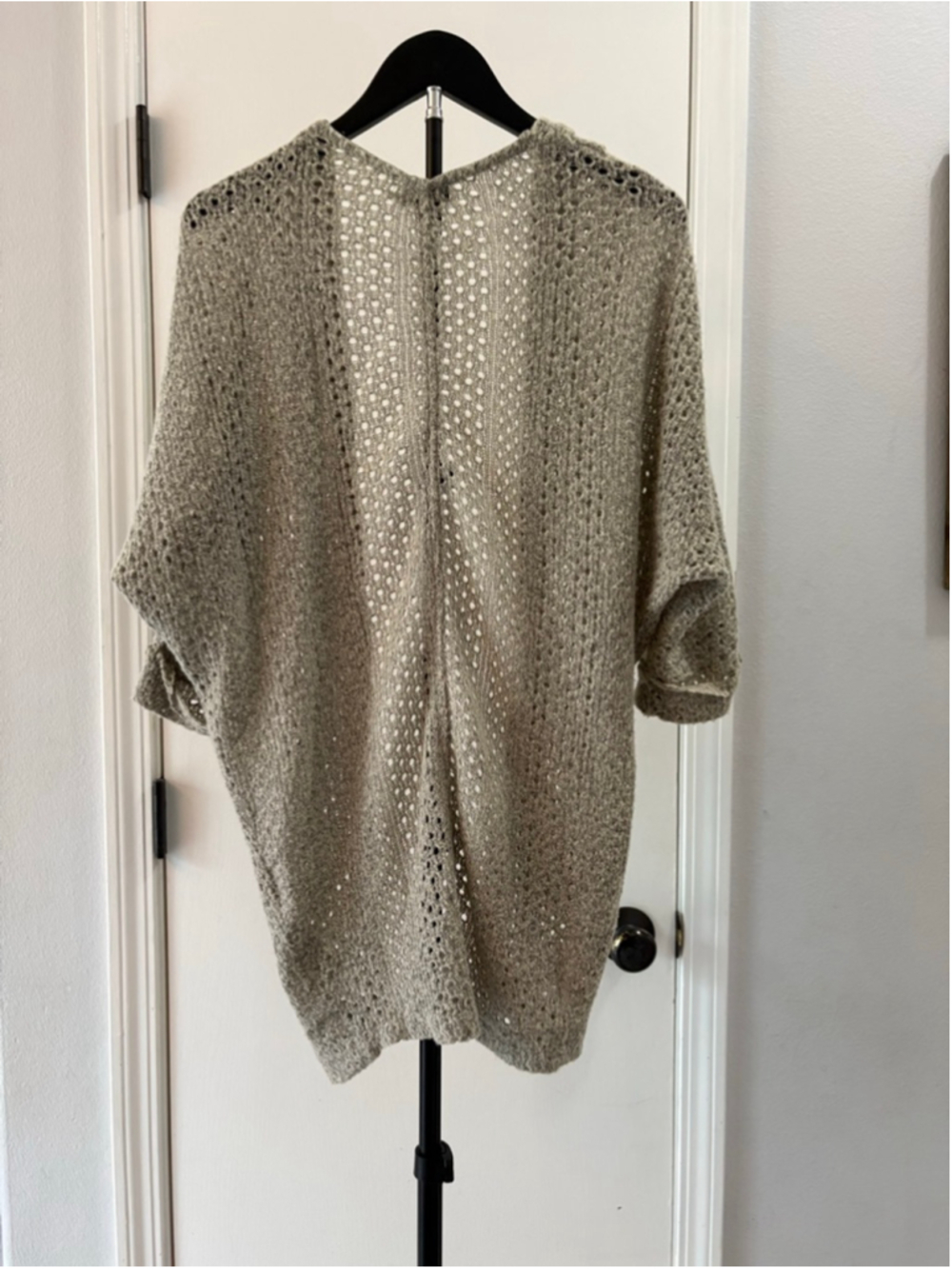 Cotton On Open Knit Cocoon Cardigan Sweater Grey/Beige Boho Size S - Picture 7 of 13